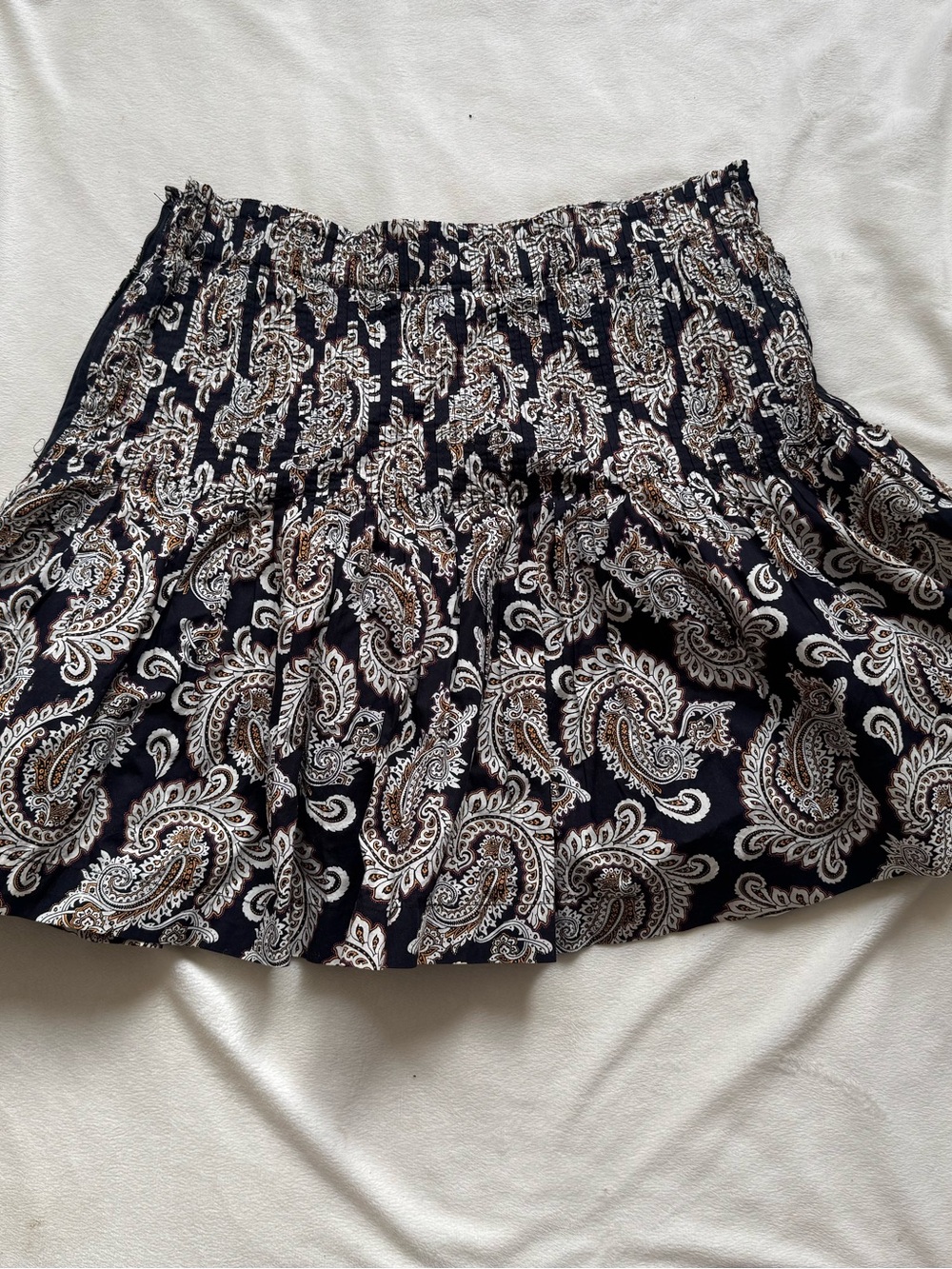 Anthropologie pleated paisley mini skirt
